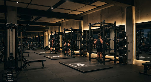 Strength training zone in luxury gym